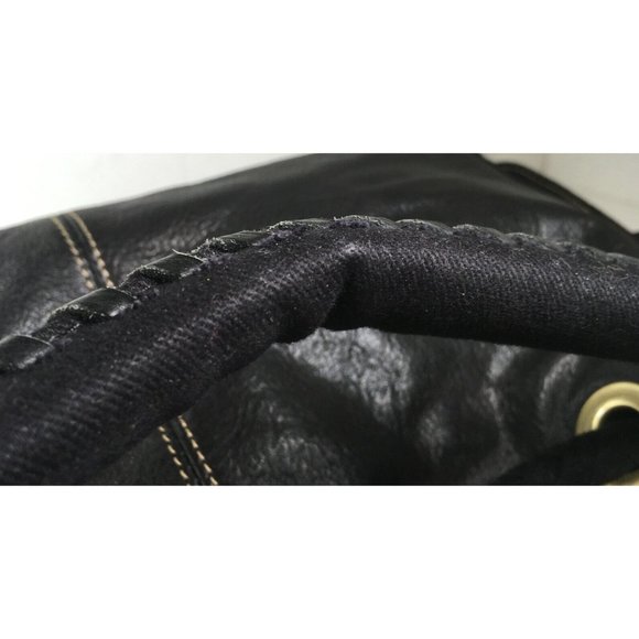 Kenneth Cole Reaction Black Leather and Fabric Satchel Shoulder Bag - Picture 12 of 12